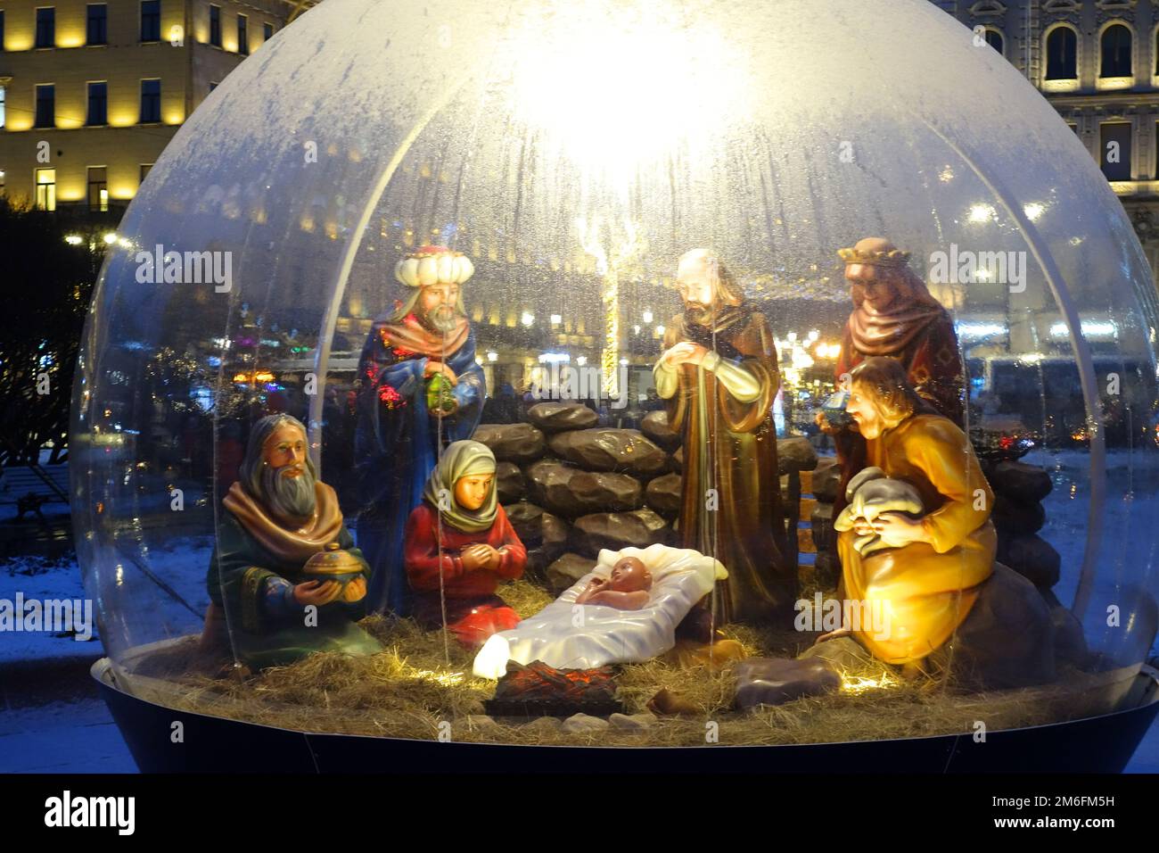 Neujahr und Weihnachten elektrische Dekoration der Stadt Stockfoto
