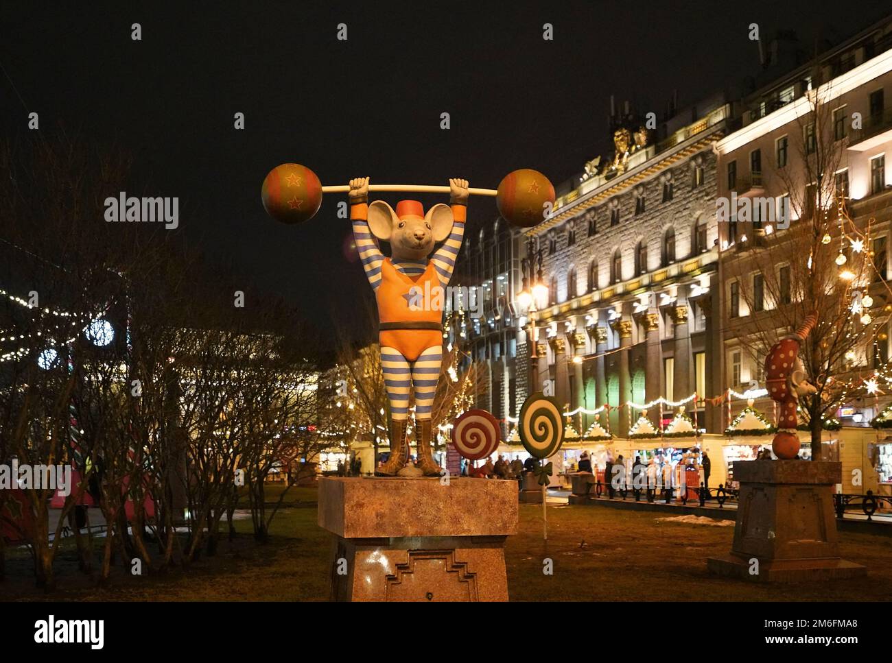 Neujahr und Weihnachten elektrische Dekoration der Stadt Stockfoto