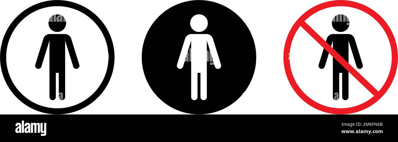 Menschliche Symbolgruppe. Kein Zutritt und Toiletten-Schilder. Bearbeitbarer Vektor. Stock Vektor