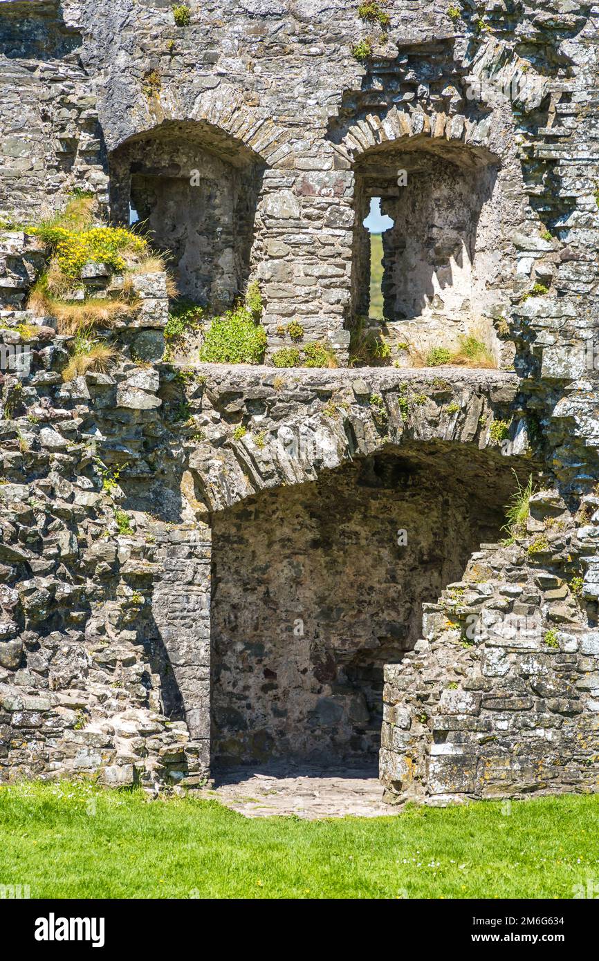 Burgruine von Llansteffan in Carmarthenshire, Wales, Großbritannien Stockfoto