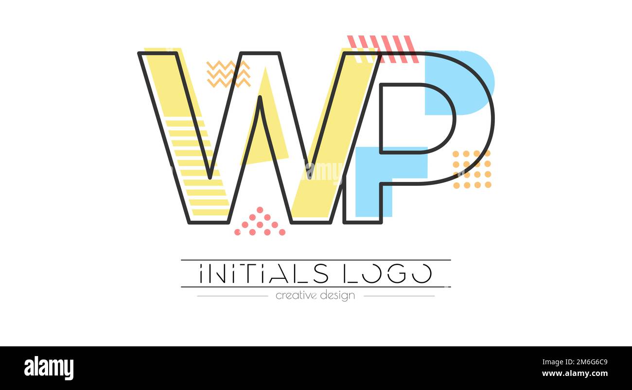 Buchstaben W und P. Zusammenführung von zwei Buchstaben. Initialen Logo oder Abkürzung. Vektordarstellung für kreatives Design und kreative Ideen. Flacher Stil. Stock Vektor