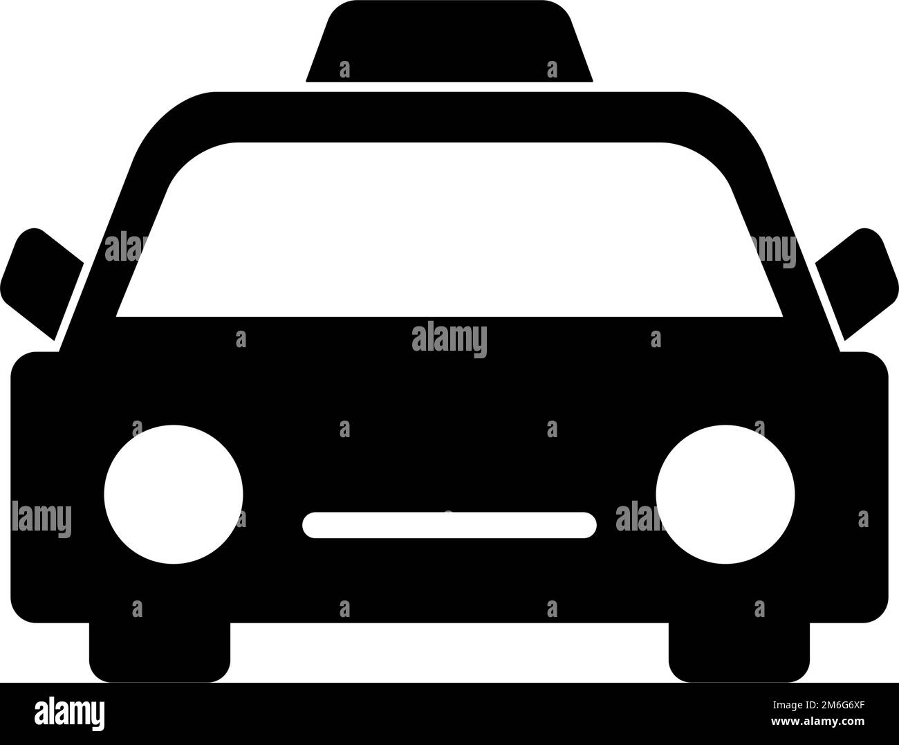 Silhouettensymbol an der Vorderseite einer Kabine. Symbol für Taxi. Bearbeitbarer Vektor. Stock Vektor