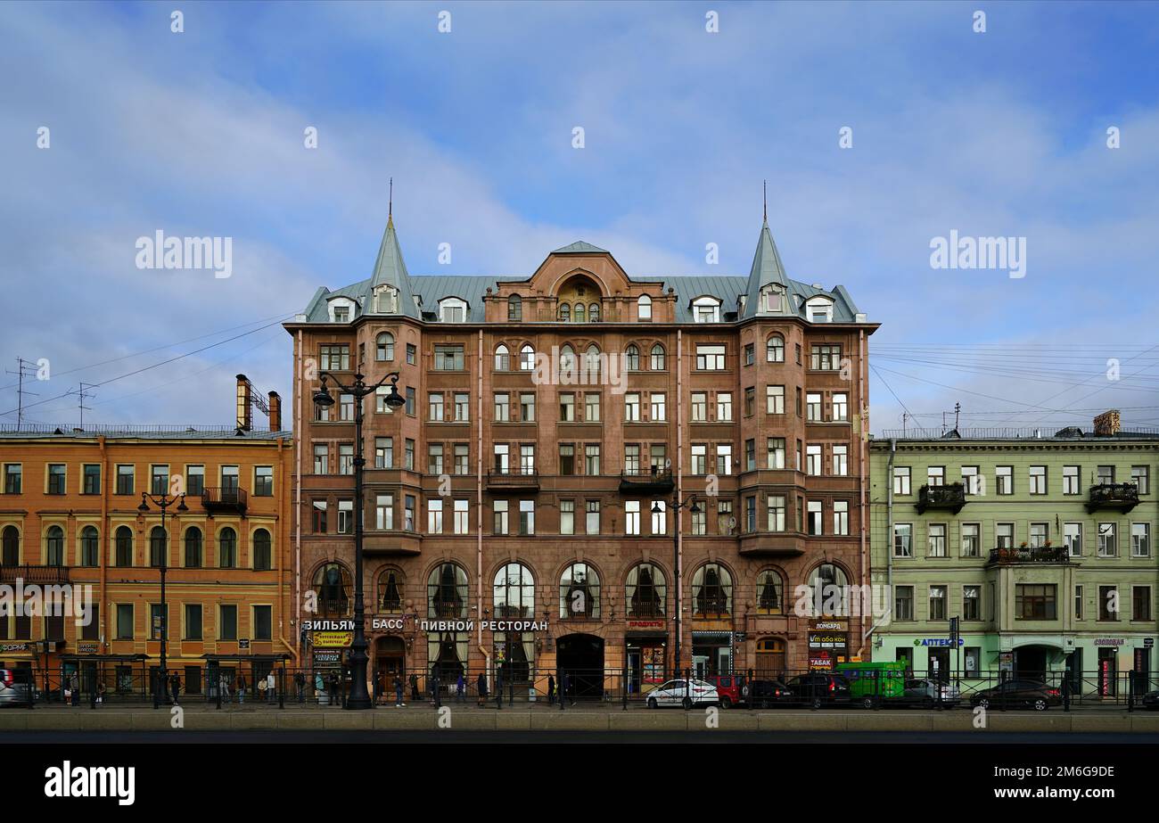 Fassade eines einzigartigen Jugendstilgebäudes Stockfoto