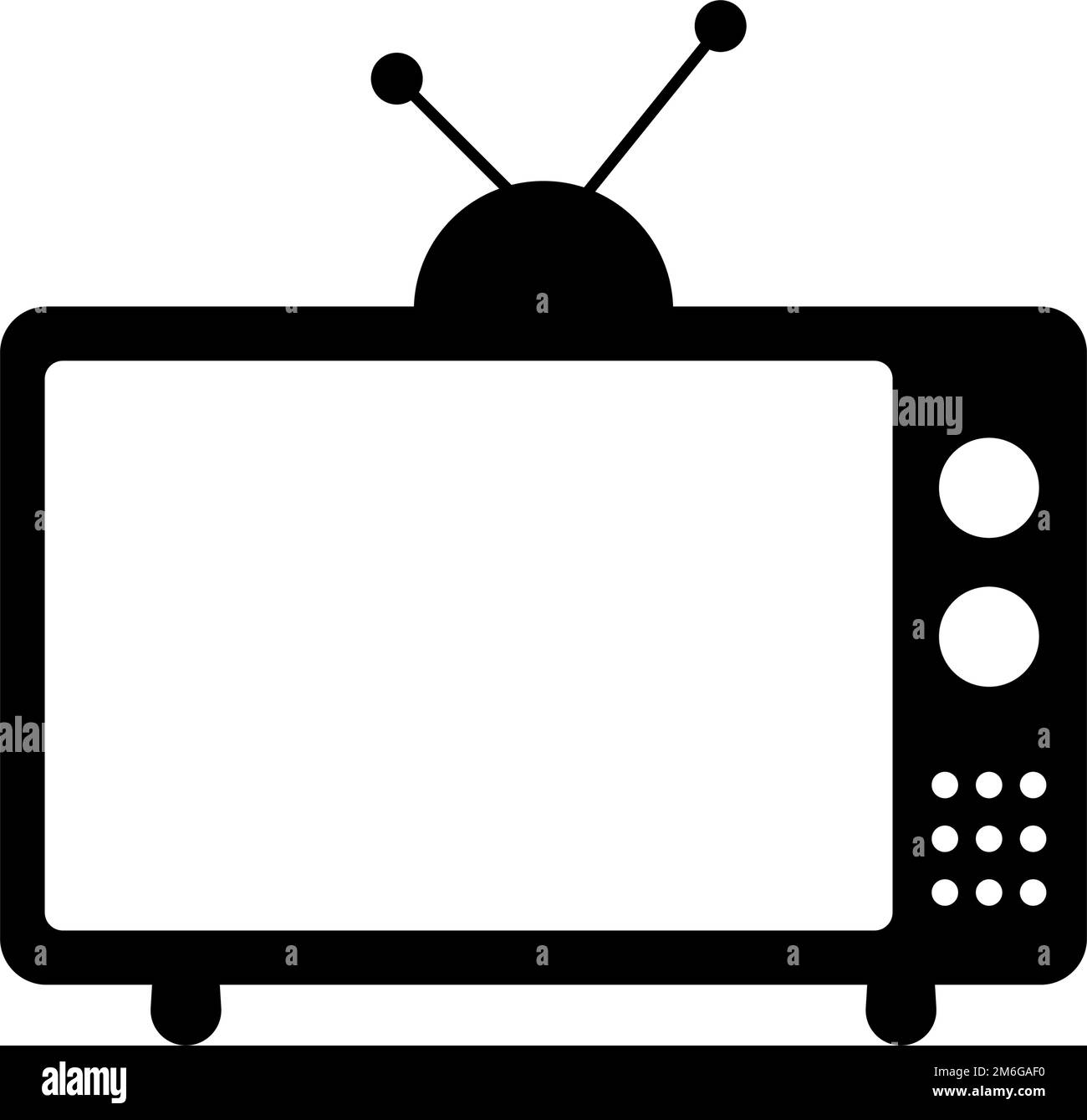 TV-Symbol mit alter Antenne auf weißem Bildschirm. Retro-TV-Übertragung. Bearbeitbarer Vektor. Stock Vektor