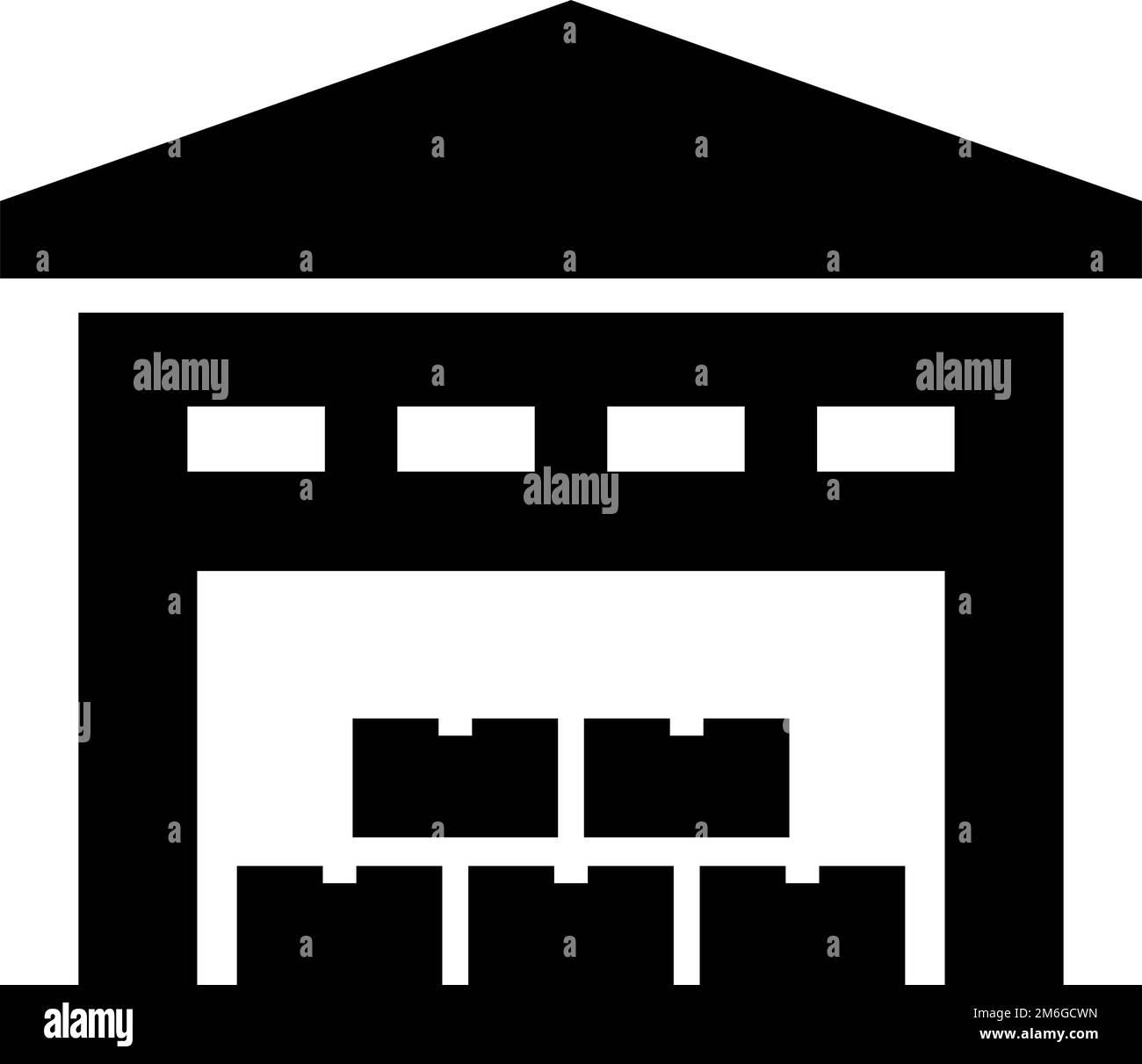 Silhouettensymbol für Logistikzentrum. Lager. Bearbeitbarer Vektor. Stock Vektor