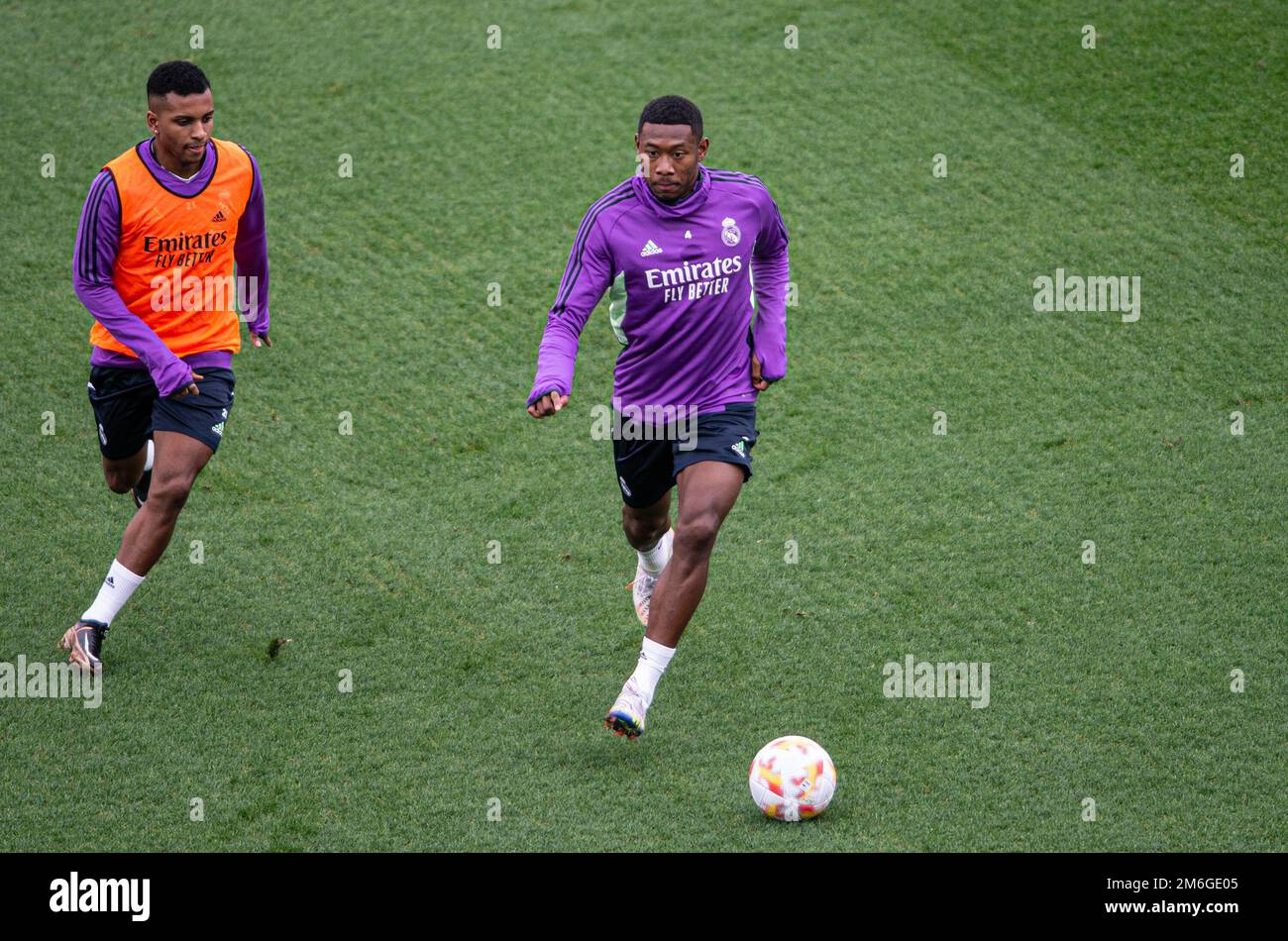 2. Januar 2023: CF-Training im Stadion Alfredo Di Stefano, Madrid, Real Madrid; David Alaba und Rodrygo Stockfoto