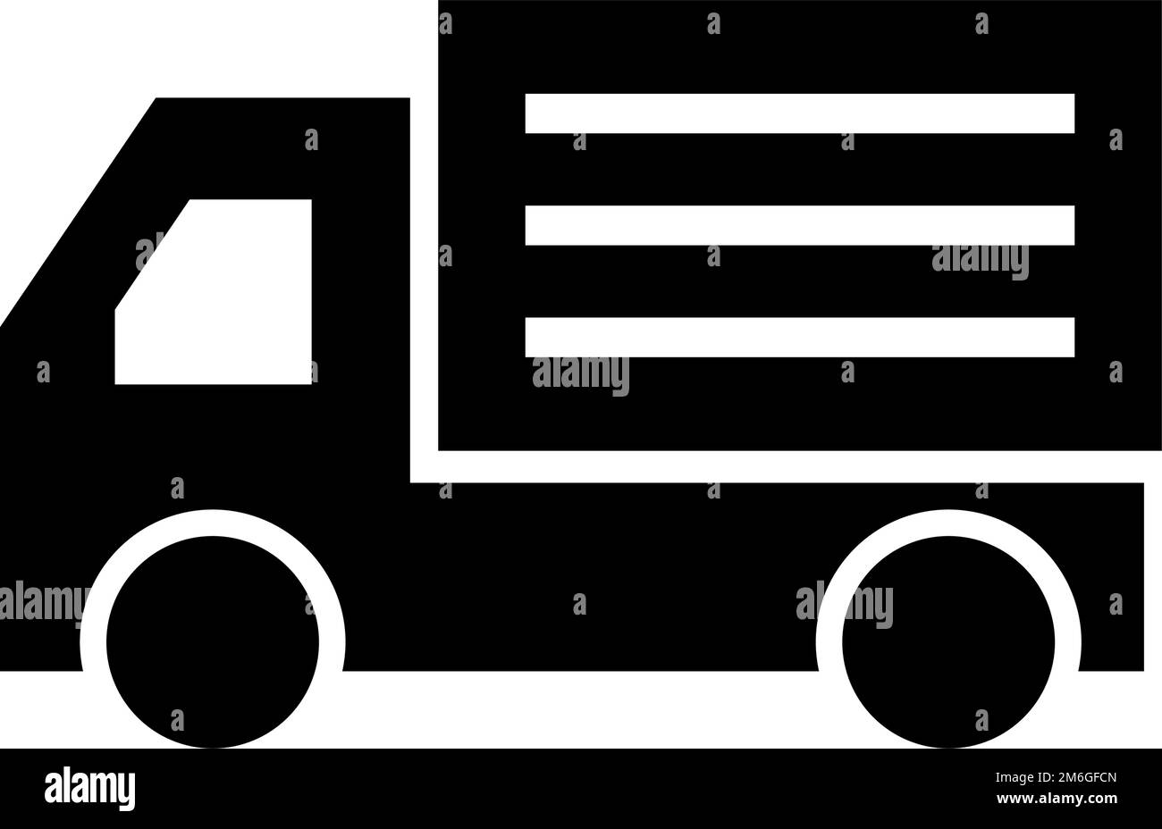 Silhouettensymbol eines Lieferwagens. Fahrzeug, das ein Paket transportiert. Bearbeitbarer Vektor. Stock Vektor