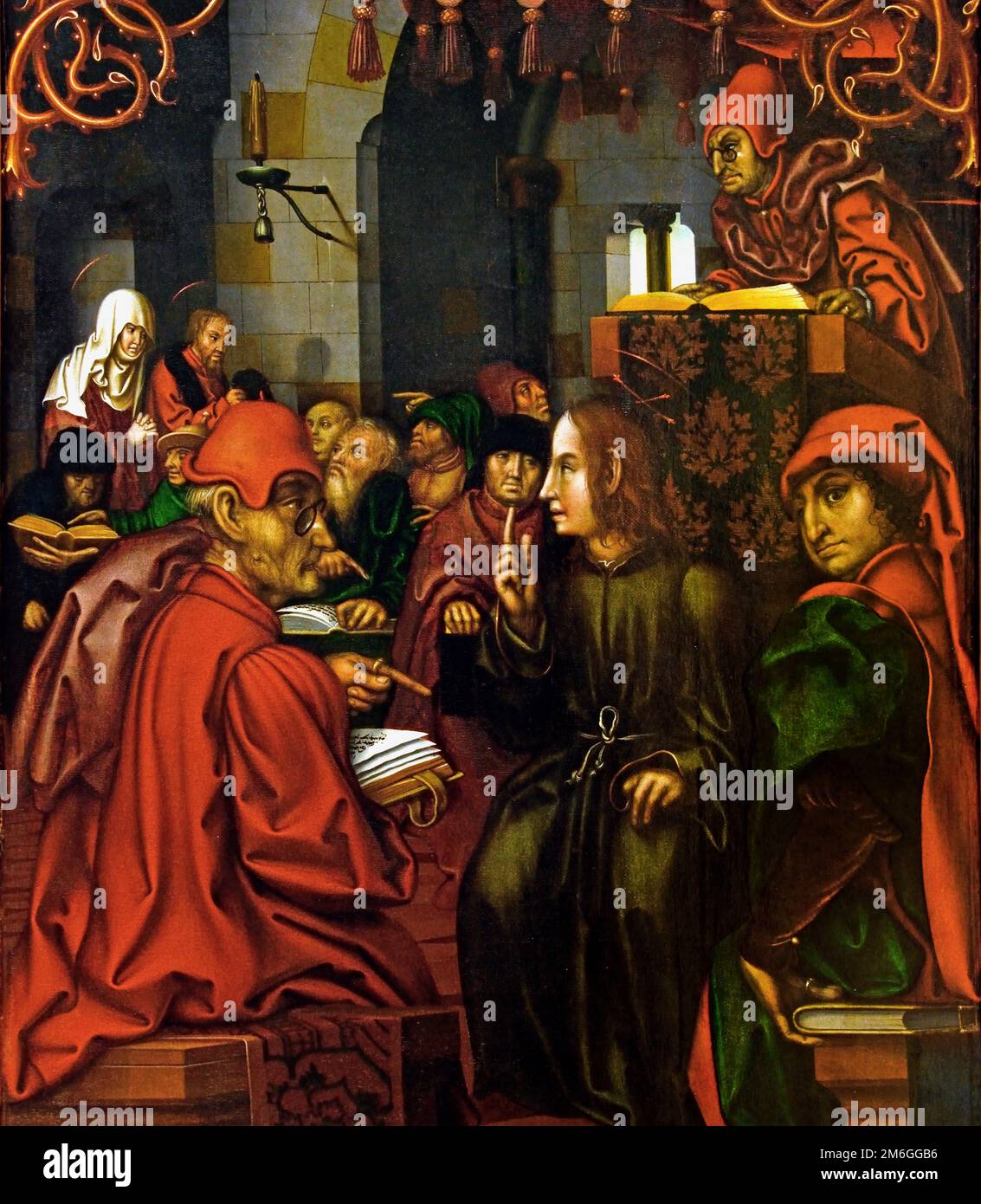 Christus unter den Ärzten (1512) 1512 Hans Fries (lebte zwischen 1460 und 1523). Schweizer, Schweiz, Marienaltar. Stockfoto