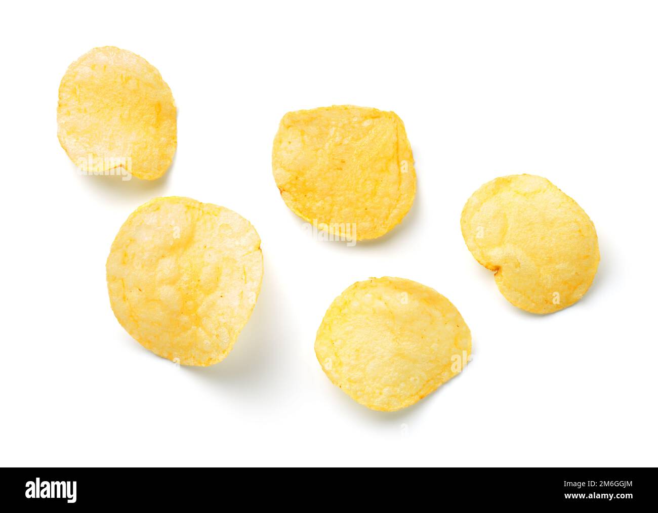 Salty Potato Chips, Isoliert Auf Weißem Hintergrund Stockfoto