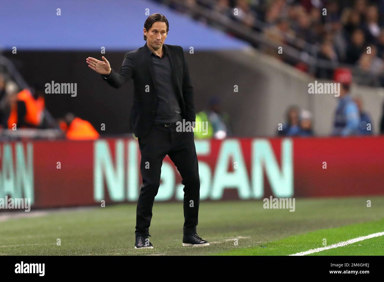 Manager von Bayer Leverkusen, Roger Schmidt - Tottenham Hotspur / Bayer Leverkusen, UEFA Champions League, Wembley Stadium, London - 2. November 2016. Stockfoto