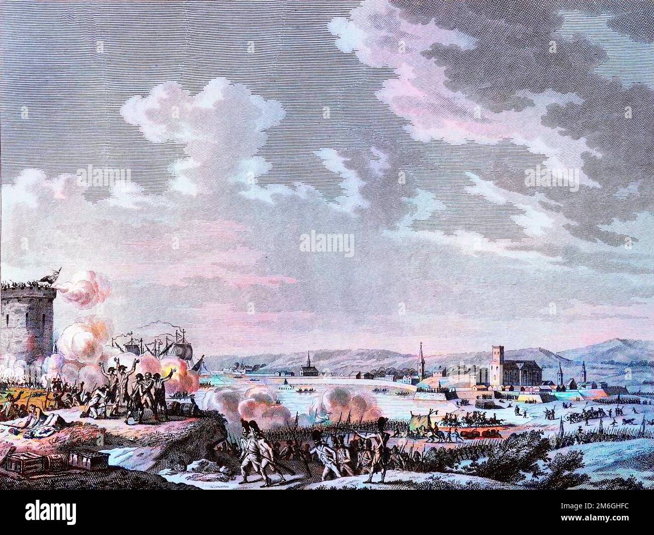 Revolution francaise et mouvement contre revolutionnaire : Victoire Remportee par les Francais a Quiberon le 21 juillet 1795 contre les royalistes et l'armee de Grande Bretagne. Stockfoto