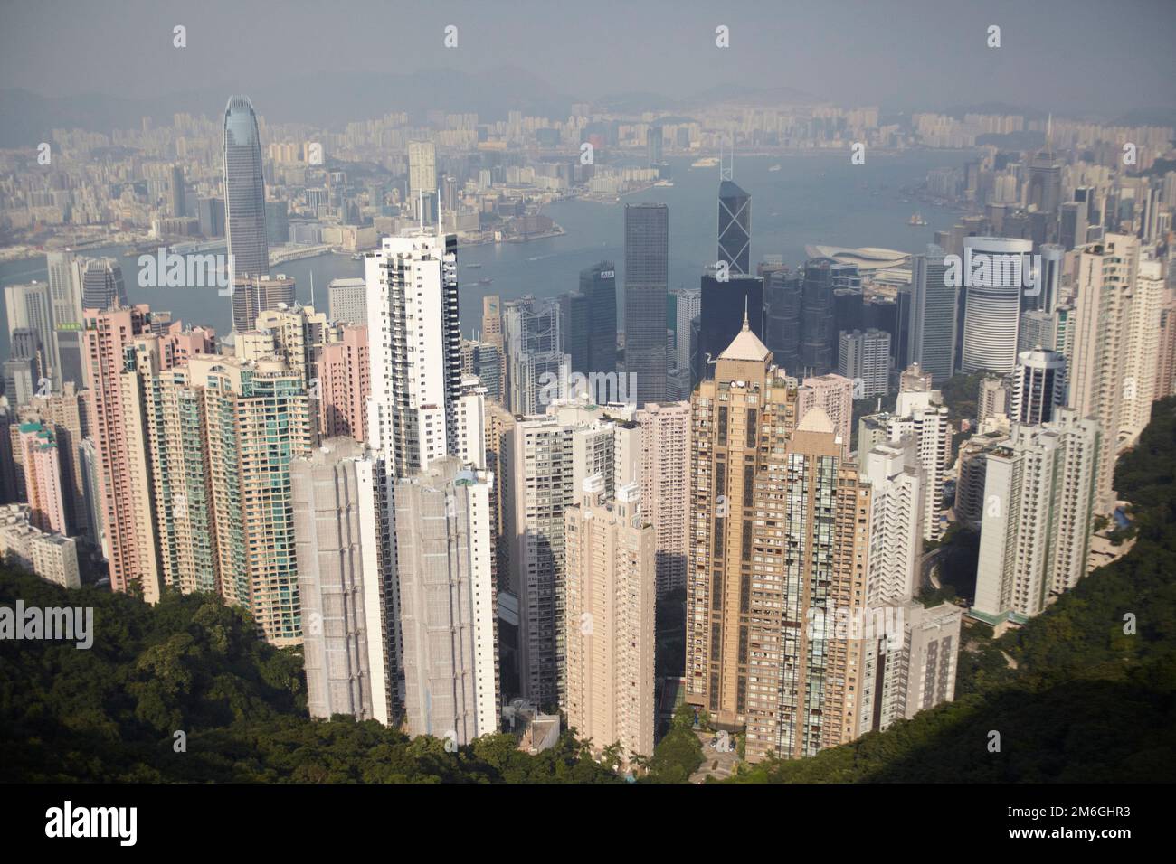 Die Skyline von Hongkong von oben gesehen Stockfoto