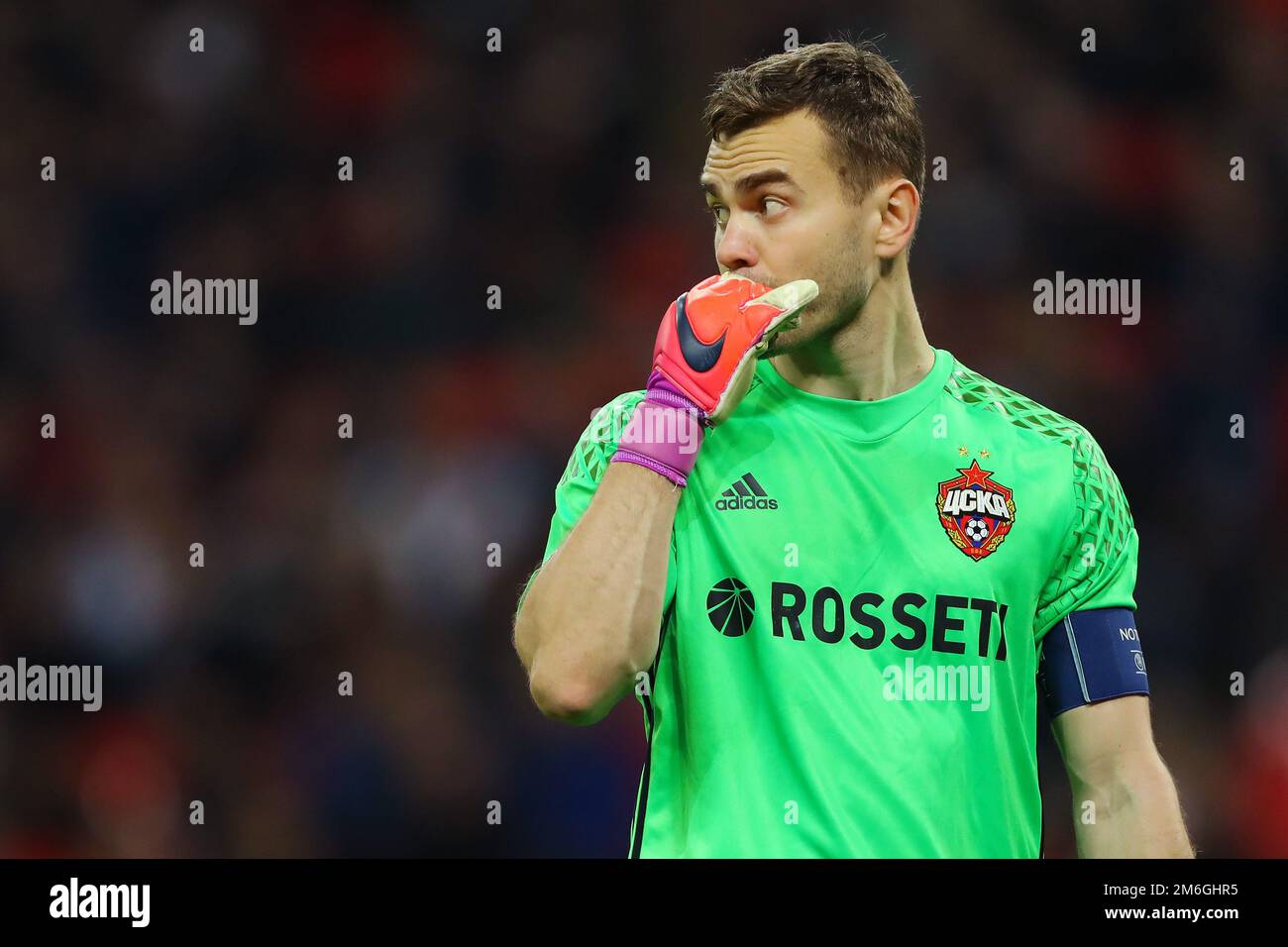 Igor Akinfeev von CSKA Moskau - Tottenham Hotspur / CSKA Moskau, UEFA Champions League, Wembley Stadium, London - 7. Dezember 2016. Stockfoto