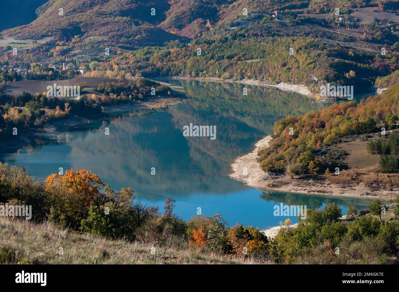 Landschaftspark Lago di Fiastra in der Region Marken Stockfoto