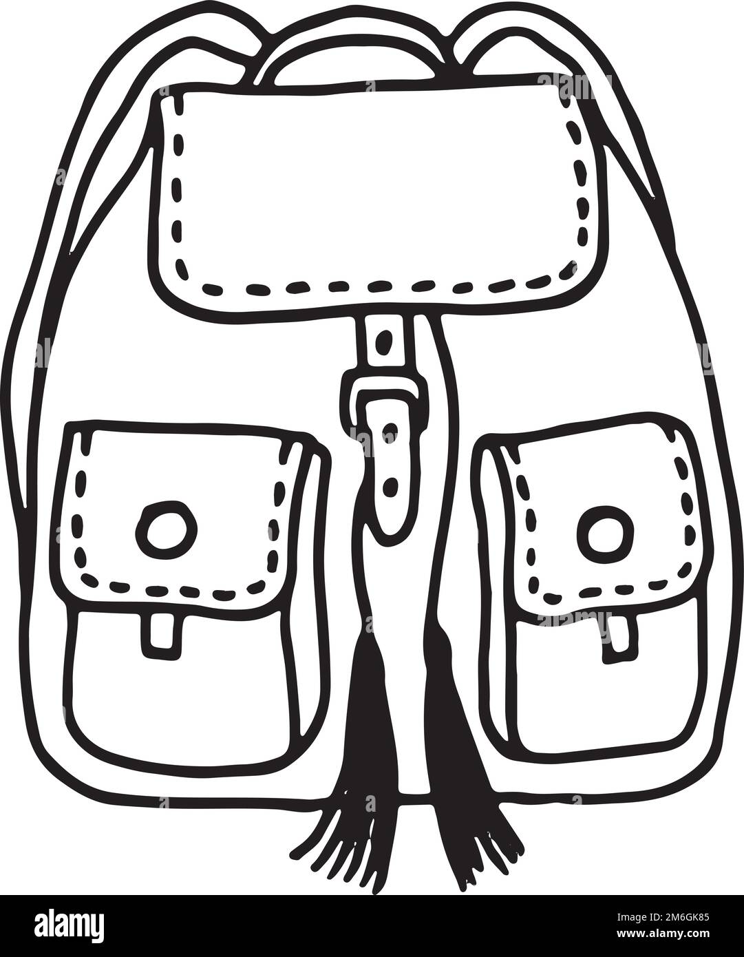 Symbol für Rucksacklinie. Symbol für eine stilvolle Wandertasche Stock Vektor