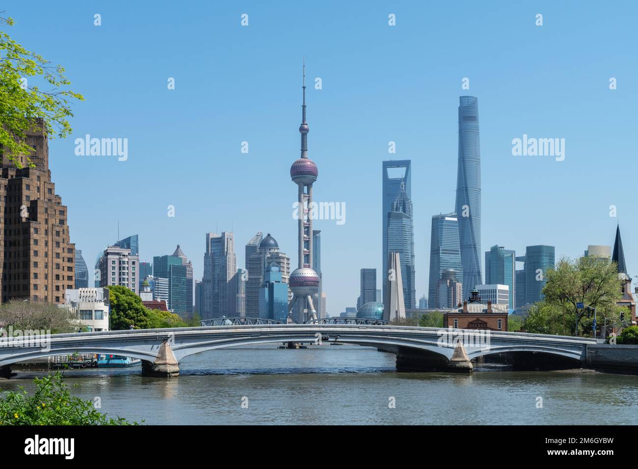 Stadtbild von Shanghai und Fluss suzhou Stockfoto