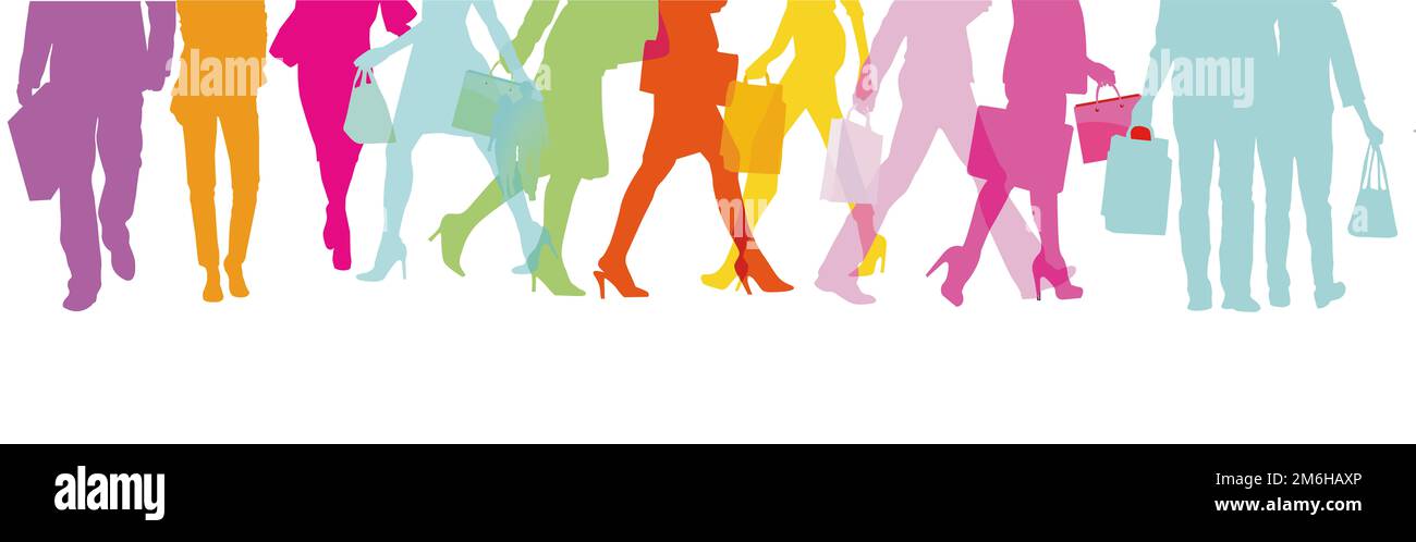 Fußgänger in der Stadt, Menschen Gruppe Illustration Stockfoto