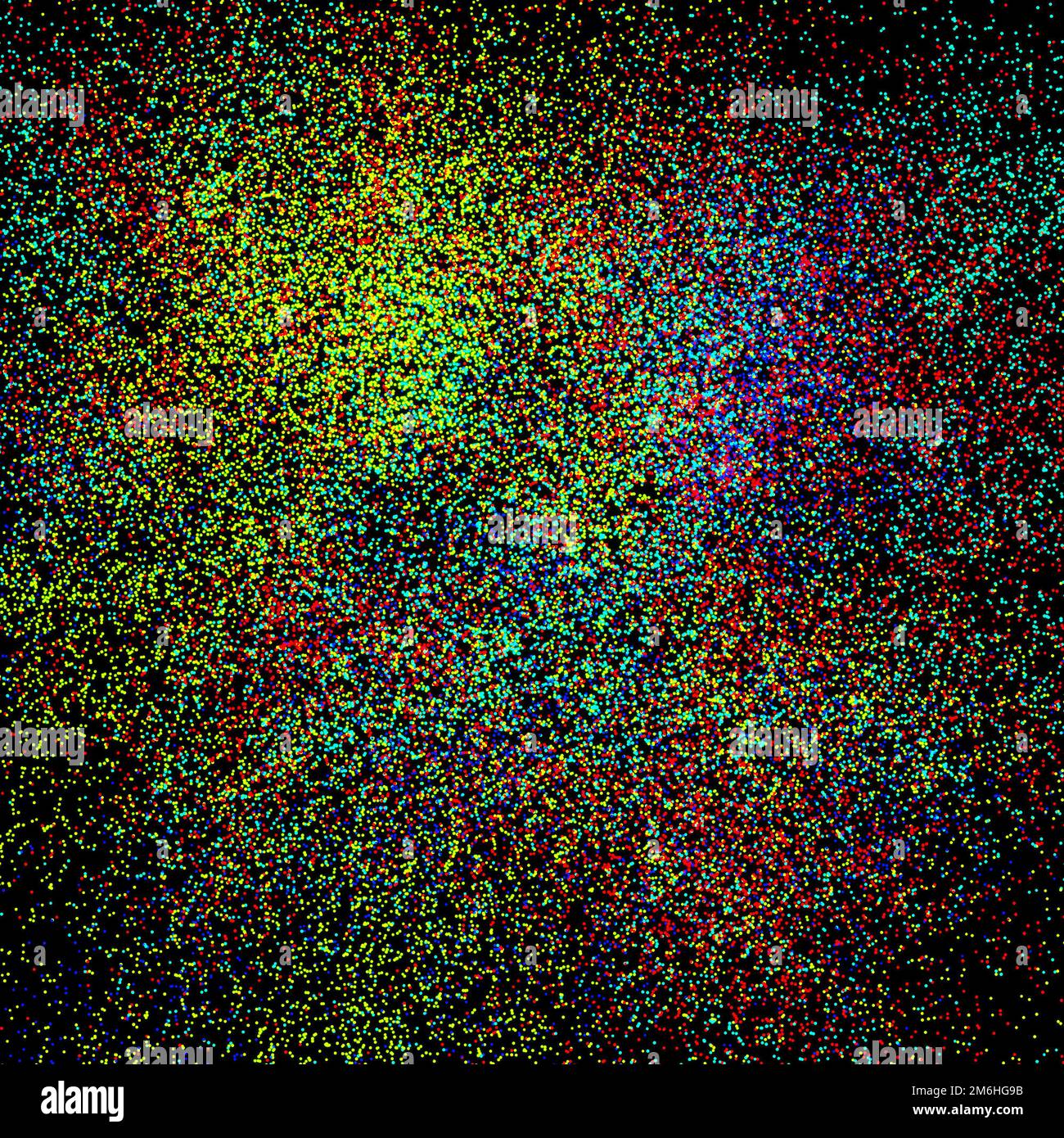 Viele kleine mehrfarbige Kreise. Ansammlung von Partikeln. 3D-Rendering Stockfoto
