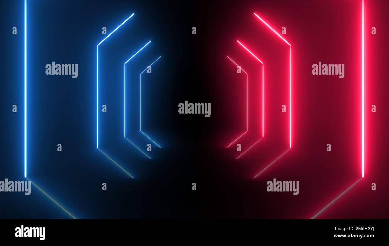 Abstrakte Neonlichter mit Linienhintergrund Stockfoto
