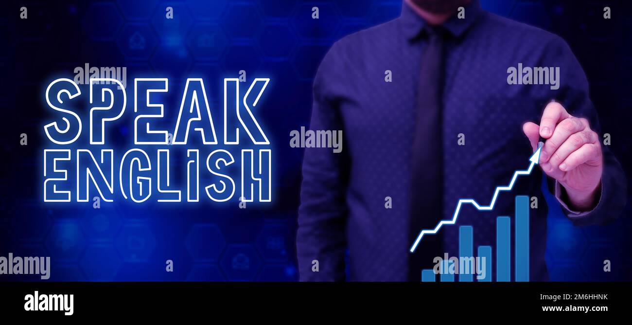 Die konzeptionelle Darstellung spricht Englisch. Business Approach Studie Weitere verbale Online-Kurse in Fremdsprachen Stockfoto