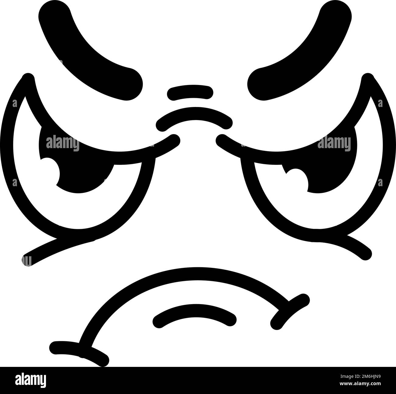 Genervtes Gesicht mit mürrischem Ausdruck im Cartoon-Doodle-Stil Stock Vektor