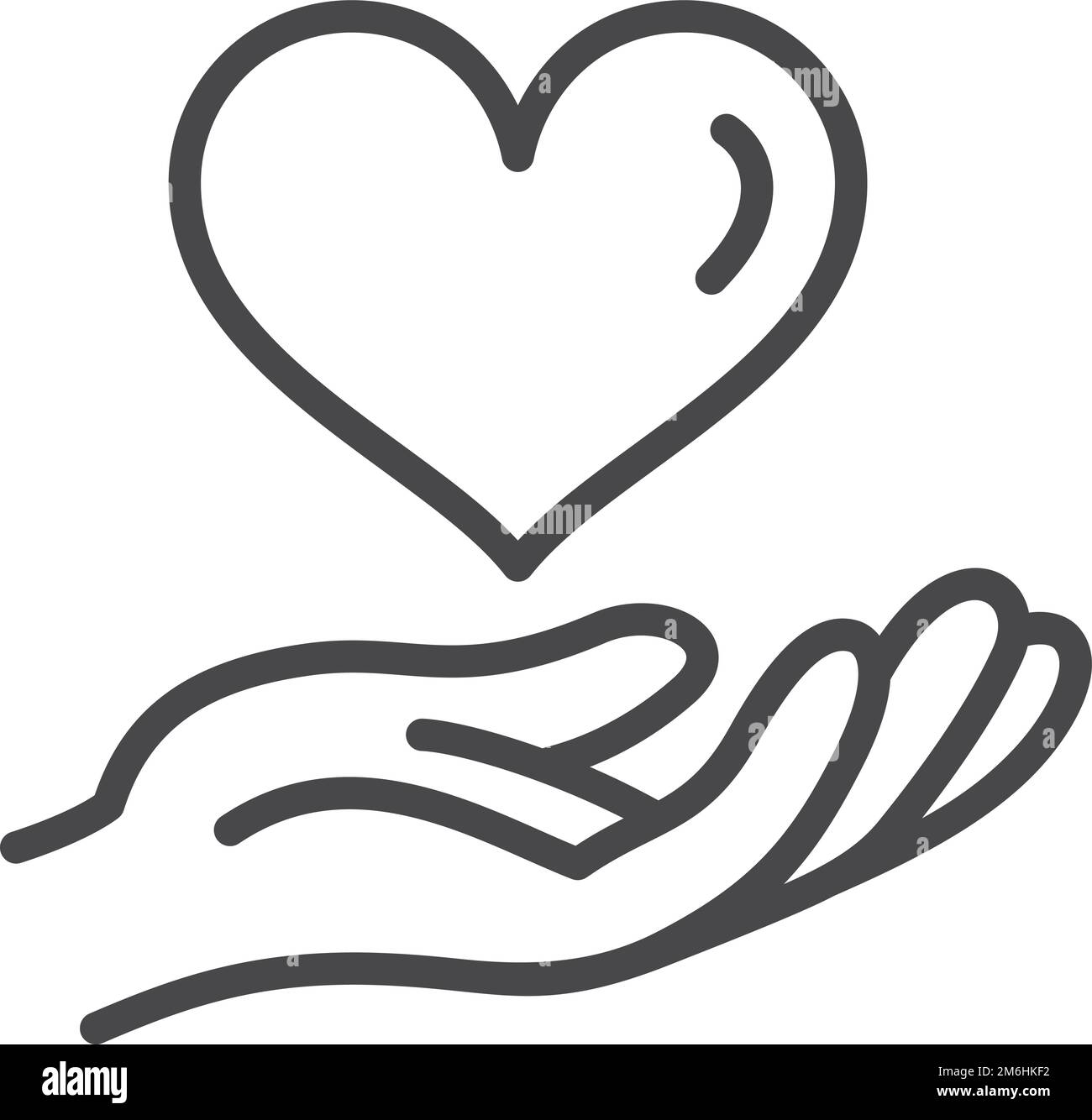 Hand mit Herzzeichen. Living Care Line-Symbol Stock Vektor