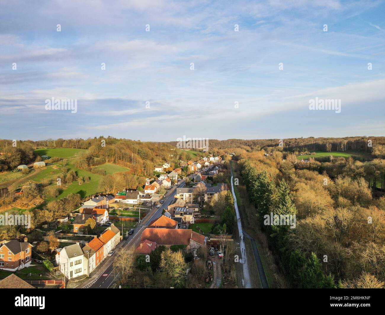 Genappe des Wallonischen Brabant aus der Vogelperspektive Stockfoto