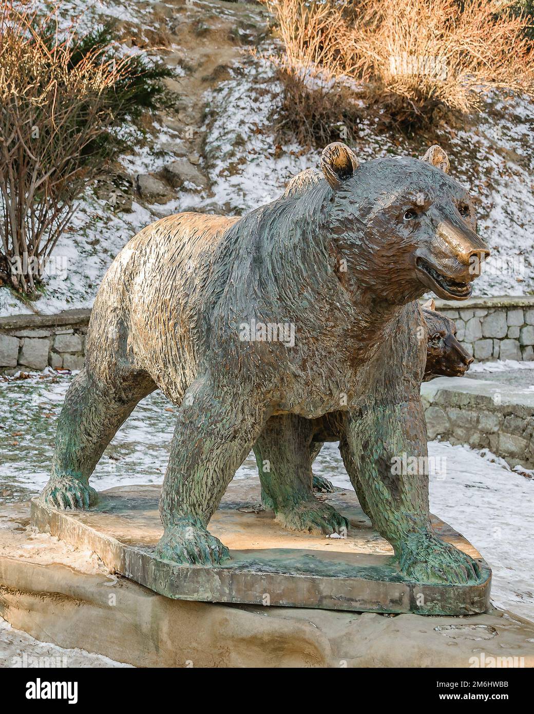 Bärenskulptur, Metsovo, Griechenland Stockfoto