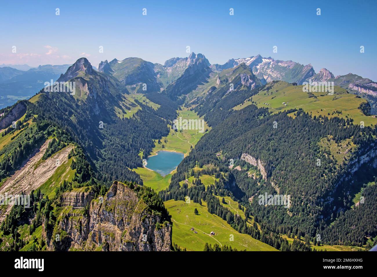 Blick vom hohen Kasten zum See SÃ¤Mtis, Schweiz Stockfoto