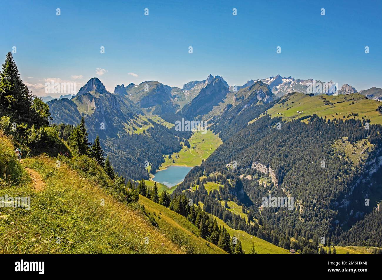Blick vom hohen Kasten zum See SÃ¤Mtis, Schweiz Stockfoto