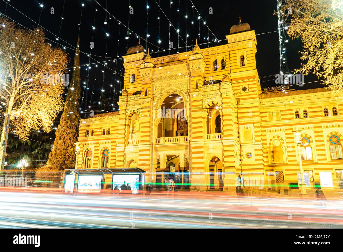 Weihnachten und Neujahr Beleuchtung in Tiflis, Georgien Stockfoto