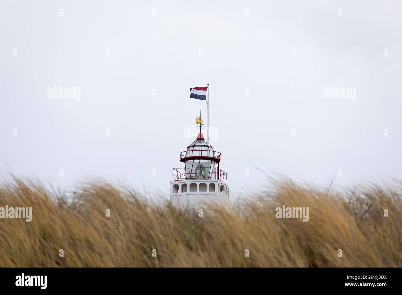 Leuchtturm im Winter in Noordwijk aan Zee, Niederlande Stockfoto