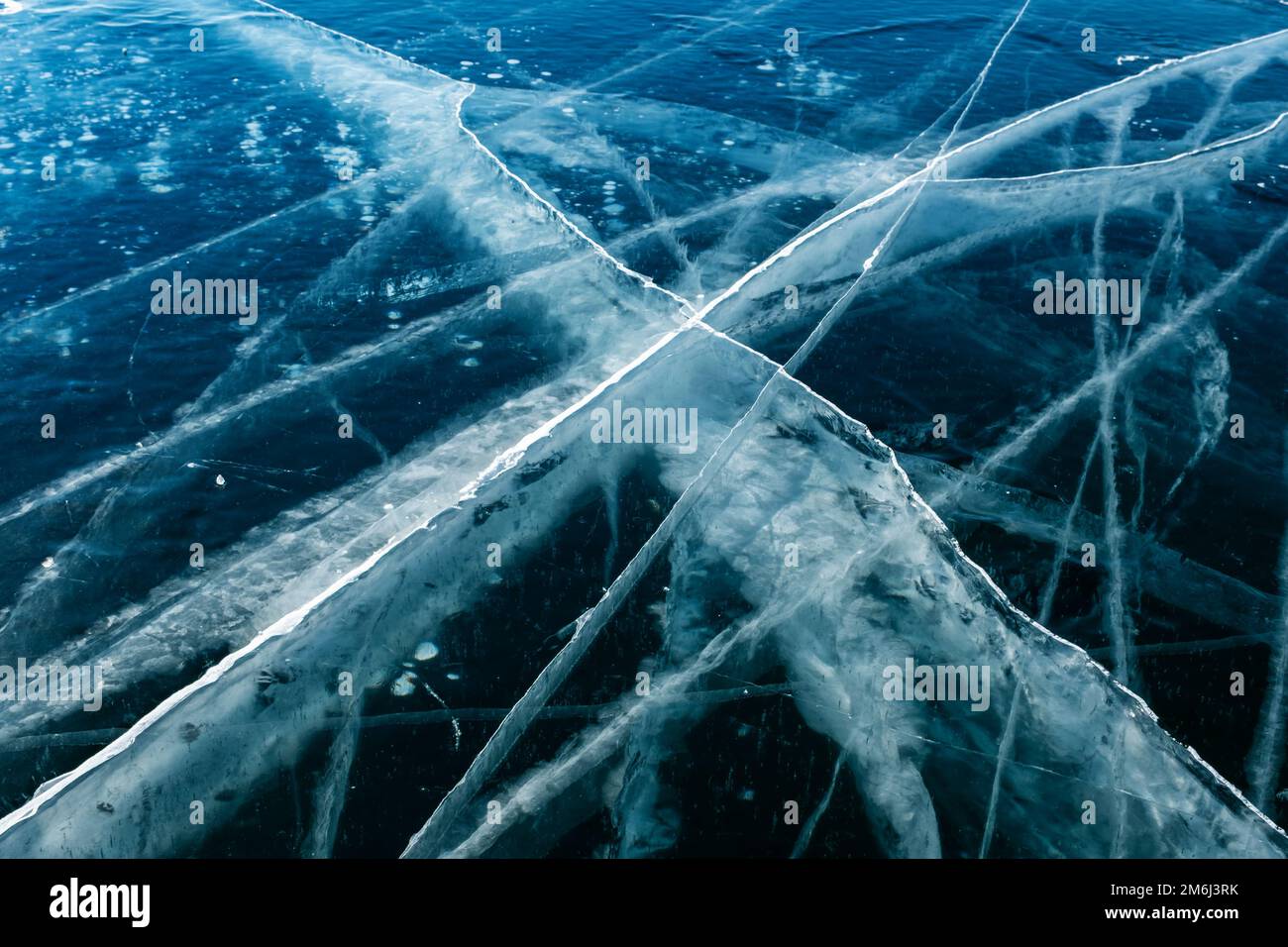 Gefrorener Baikalsee Hintergrund Stockfoto