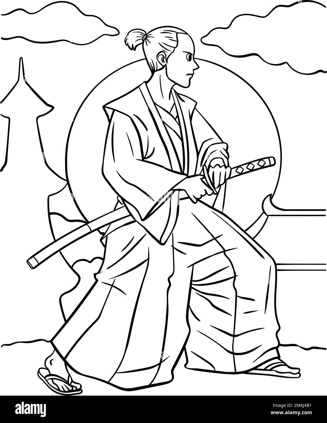 Samurai Malseite für Kinder Stock Vektor
