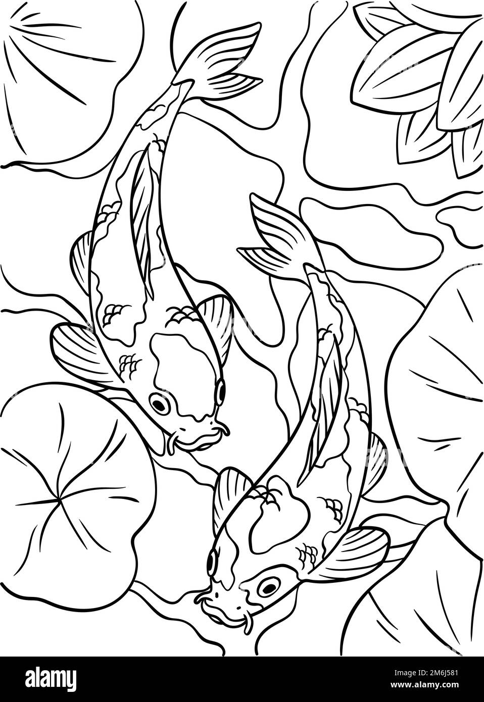 Koi Fish Coloring Page für Kinder Stock Vektor