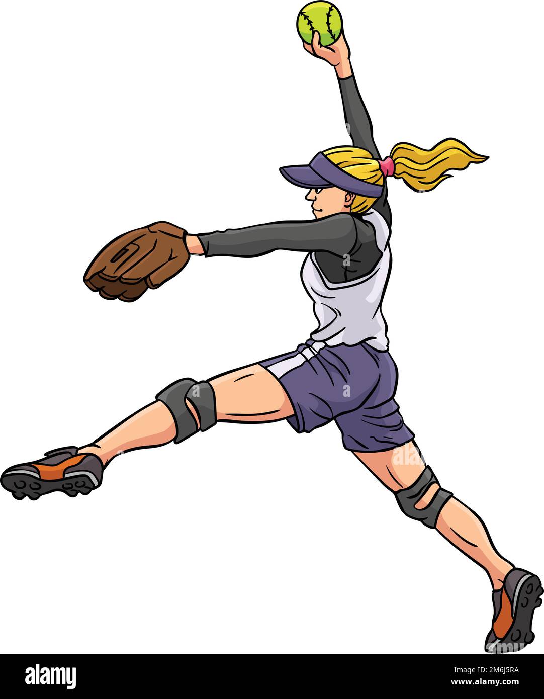 Softball Sport Cartoon Mit Farbigem Clipart Stock Vektor
