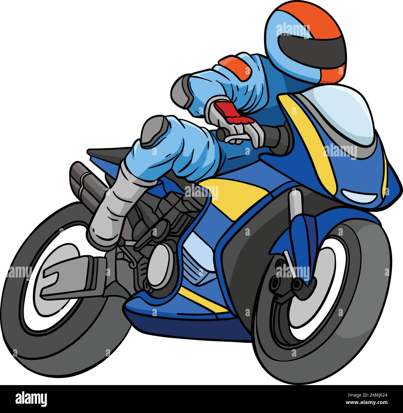 Motorrad Racing Cartoon Mit Farbigem Clipart Stock Vektor