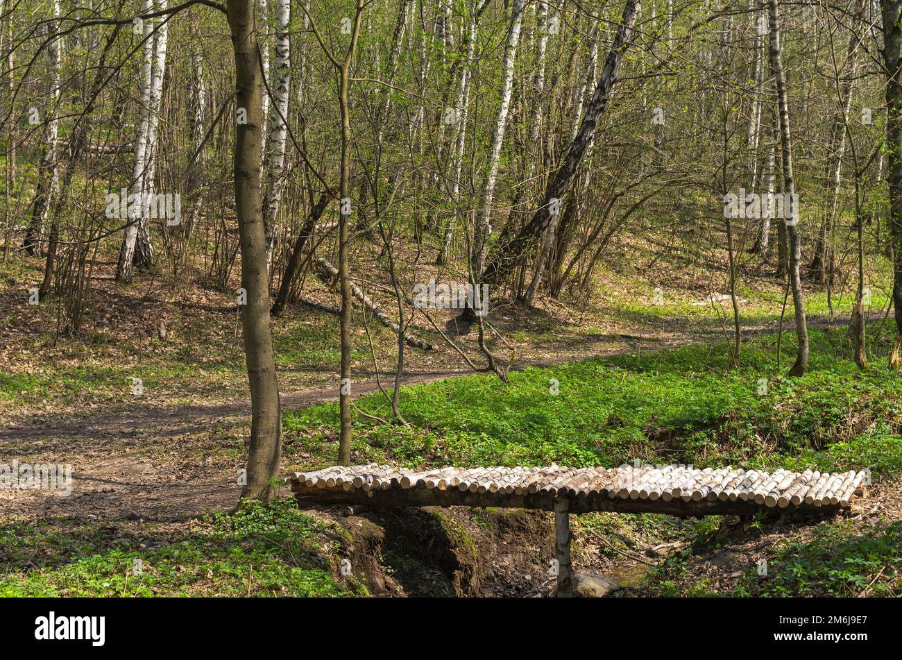 Kleine Brücke über den Fluss. Stockfoto