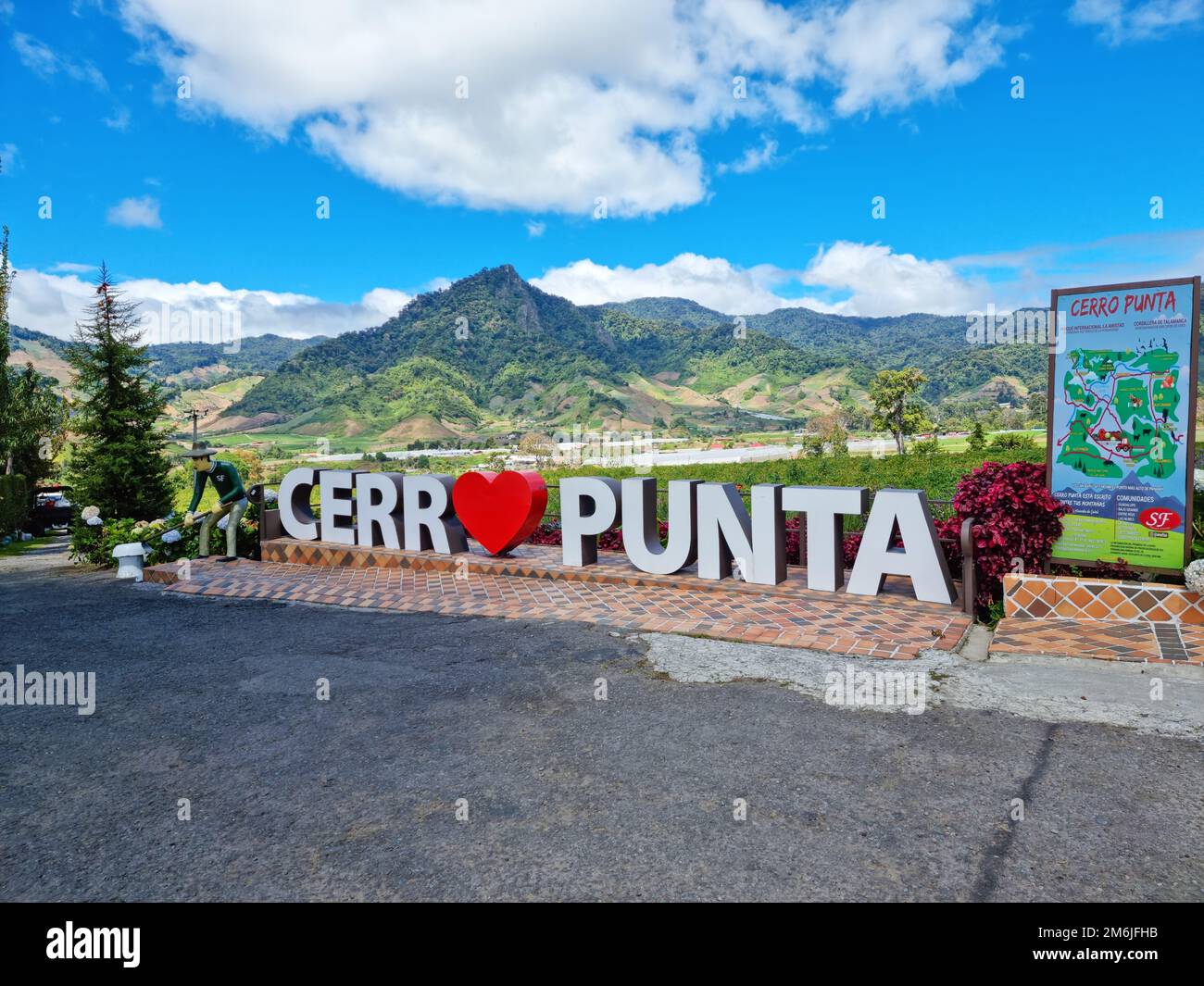 Panama, Begrüßungsschild von Cerro Punta Stockfoto