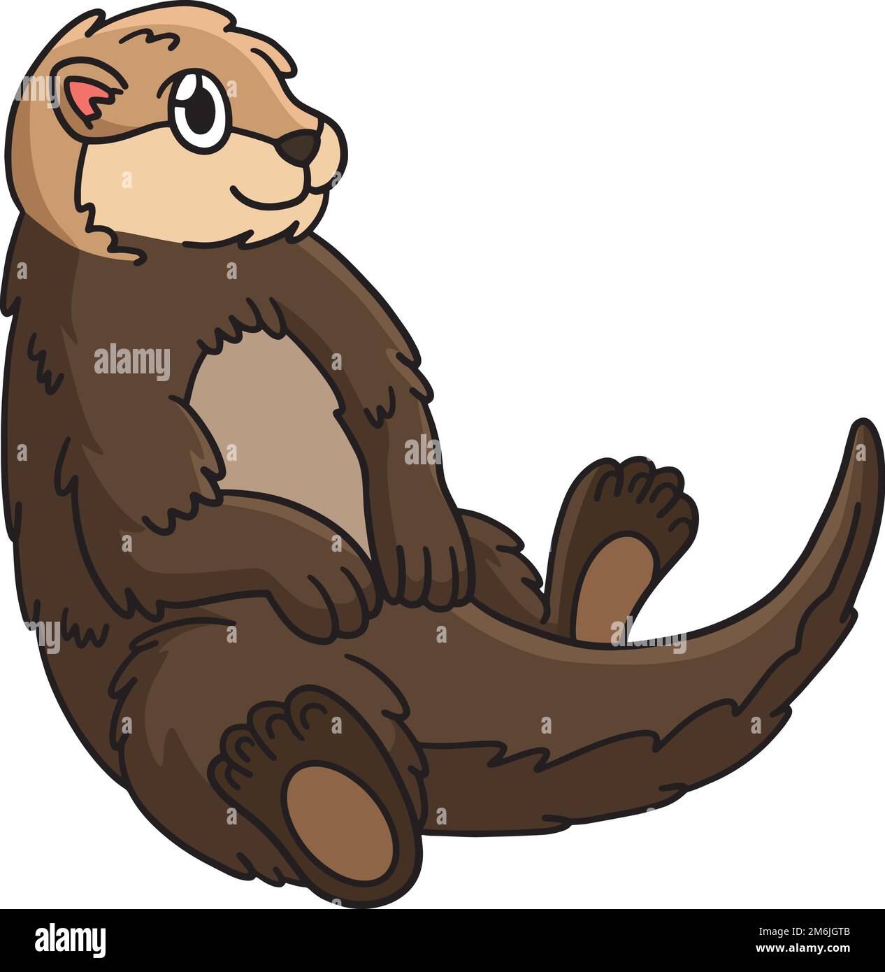 Sea Otter Marine Animal Cartoon Farbige Clipart Stock Vektor