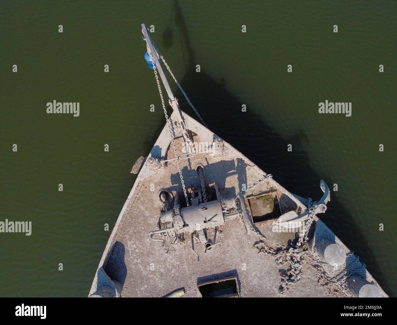 Schiff versenkt im zweiten Weltkrieg. Gualtieri, Italien Stockfoto