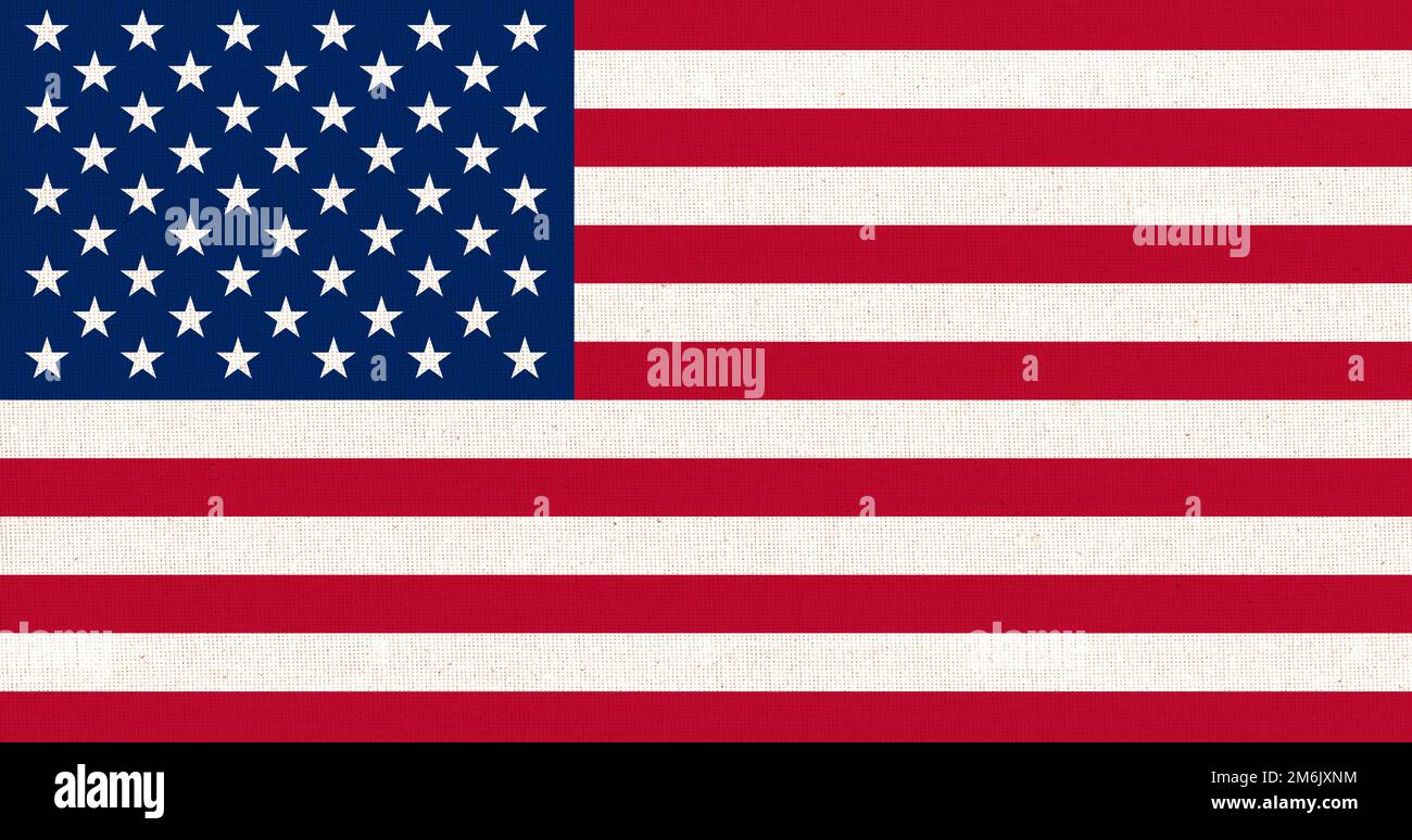 Flagge der USA. Amerikanische Flagge auf Stoffoberfläche. Stoffstruktur Stockfoto