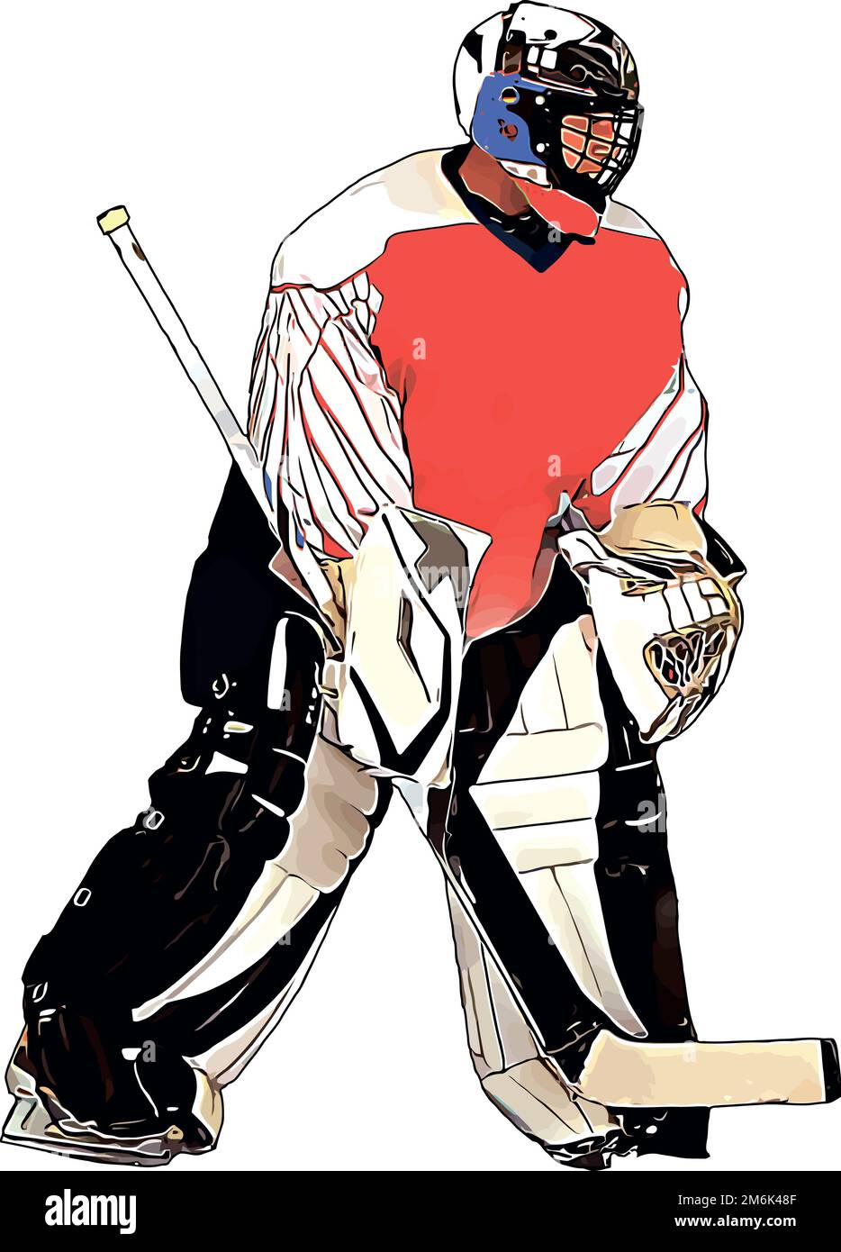 Farbbild des Torhüters der Hockeymannschaft Stockfoto