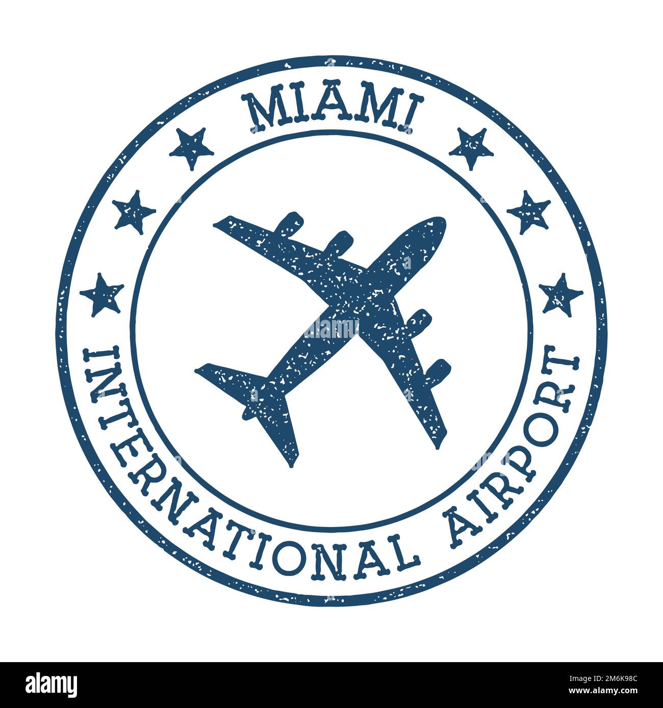 Logo des internationalen Flughafens von Miami. Vektordarstellung der Flughafenstempel. Miami-Flugplatz. Stock Vektor