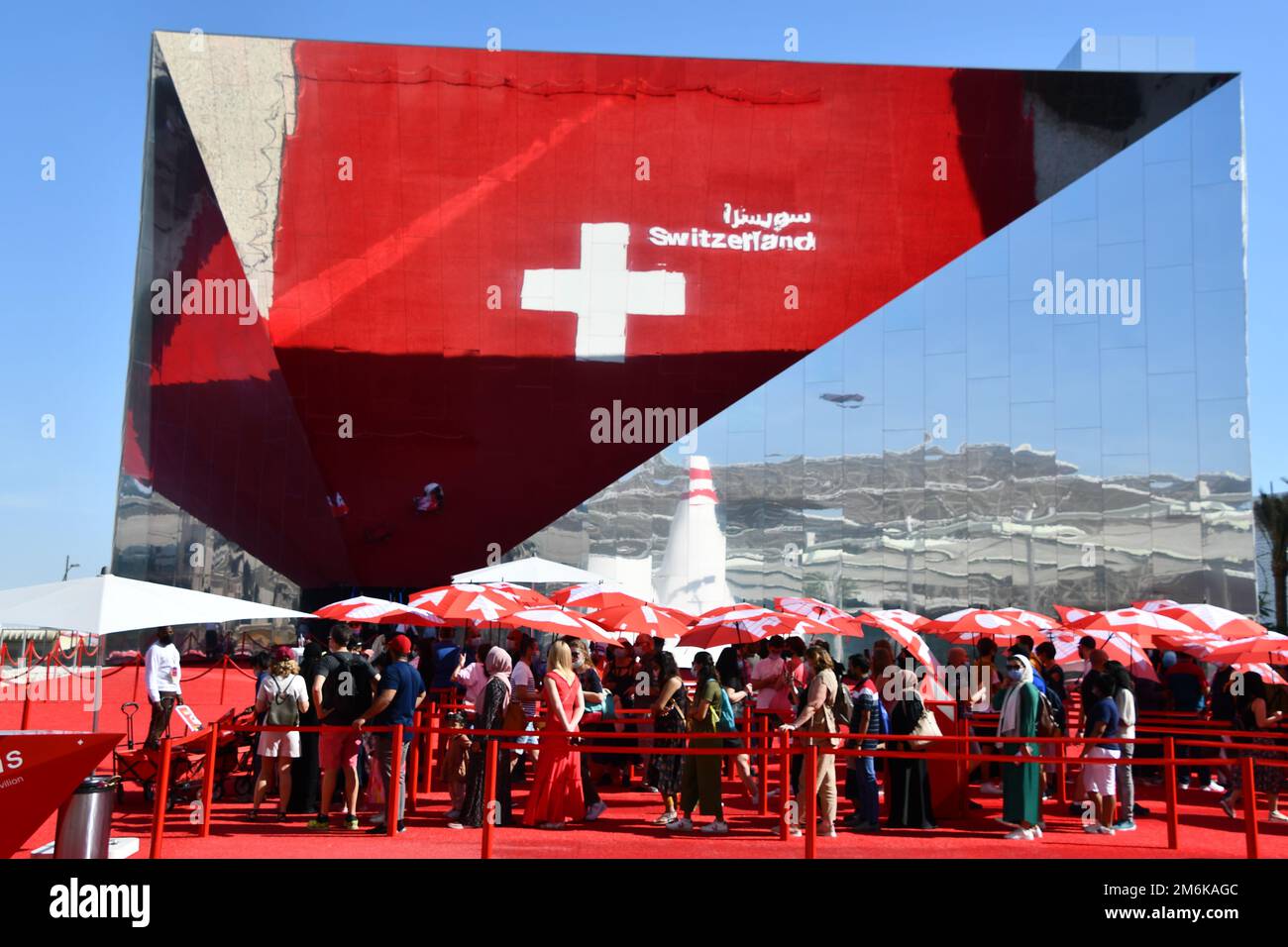 Schweizer Pavillon auf der Expo 2020 in Dubai, Vereinigte Arabische Emirate Stockfoto