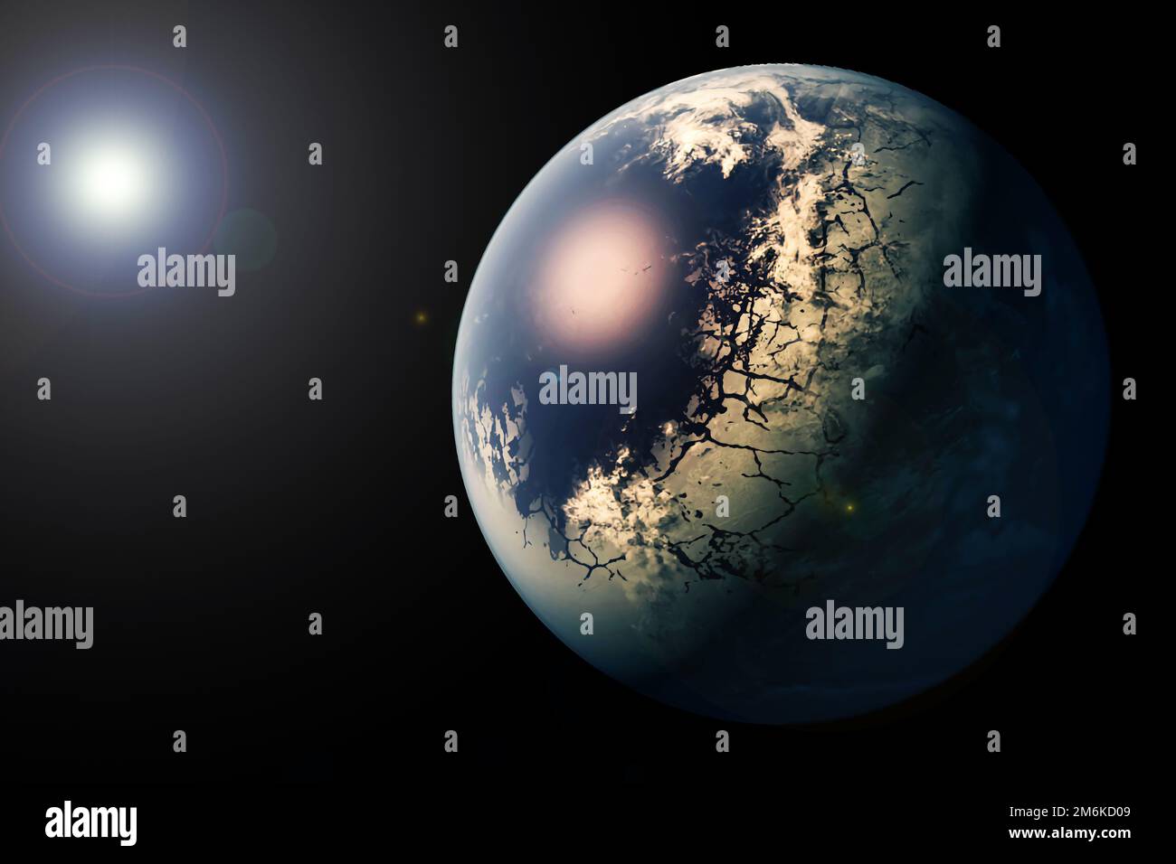 Fantastisches Exoplanet auf dunklem Hintergrund. Elemente dieses Bildes, bereitgestellt von der NASA. Hochwertiges Foto Stockfoto