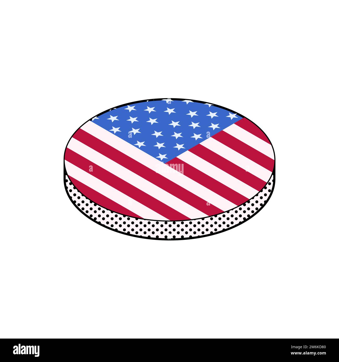 Isometrische Vektordarstellung der Flagge Amerikas auf weißem Hintergrund. Amerikanische Symbole Clip Art. Stockfoto
