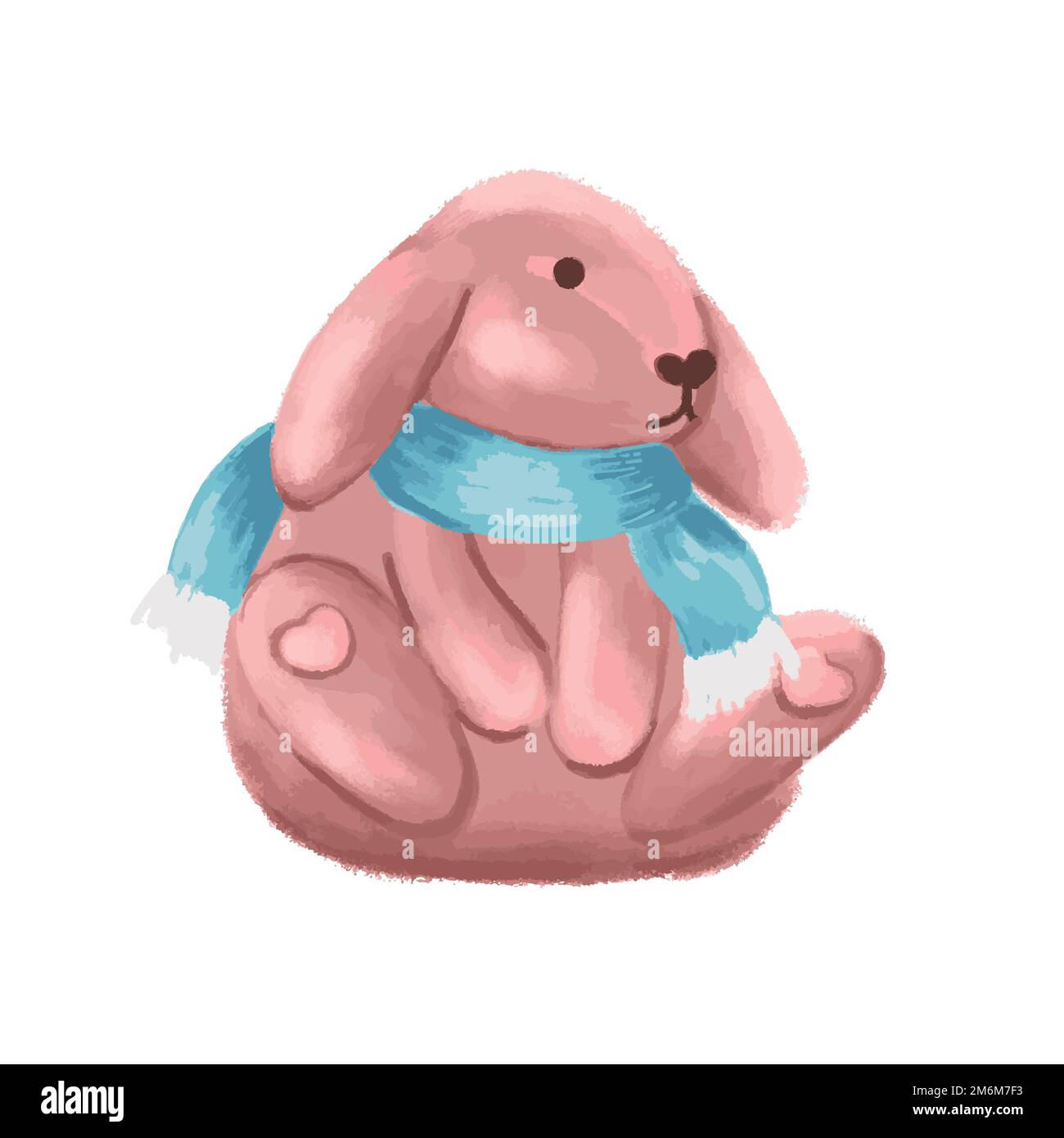 Niedliches niedliches Kaninchen in einem blauen Schal Stockfoto