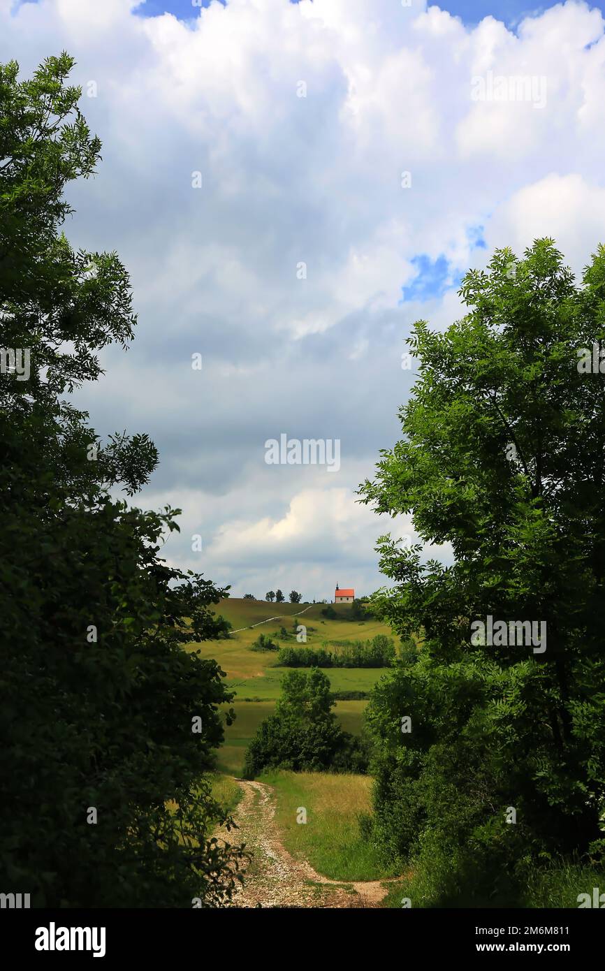 Die Walberla ist eine traumhafte Landschaft in der fränkischen Schweiz Stockfoto