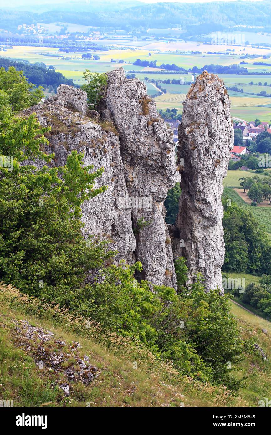Die Walberla ist eine traumhafte Landschaft in der fränkischen Schweiz Stockfoto